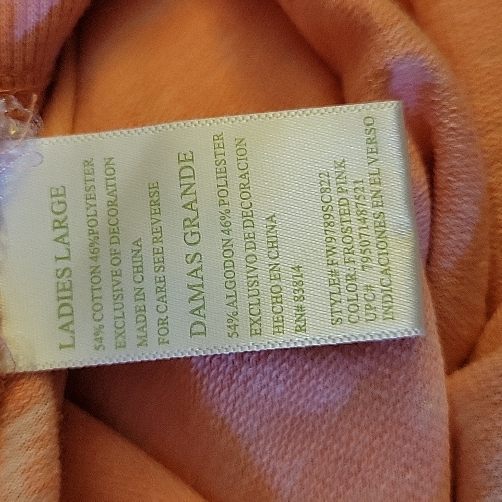 Green Tea long sleeve casual top light coral pink stripes round neck Large EUC … - Picture 8 of 9